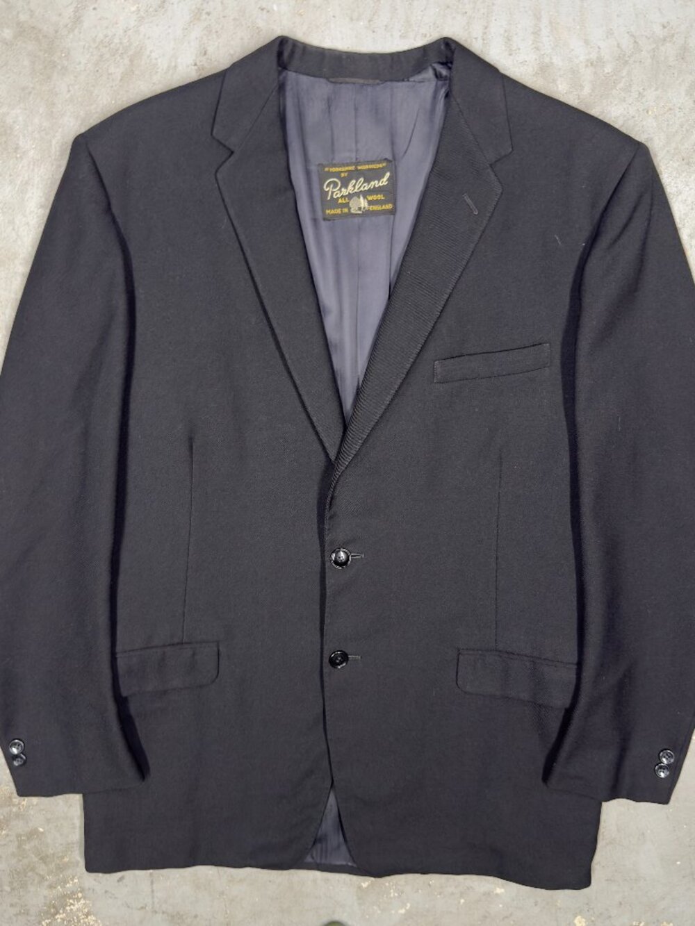 Vintage 1960s Parkland Blazer Made in England Wool Sport Coat Black 40R